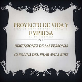 Proyecto de vida y empresa/ Dimensi...