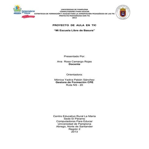 Proyecto escuela libre de basuras