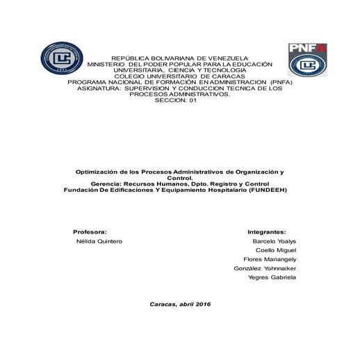Optimización de los Procesos Administartivos de Registro y Control