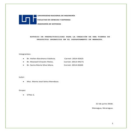 Formulación de Proyecto de Tienda de Productos Órganicos