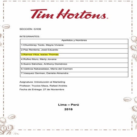 Proyecto Tim Hortons - Caso de estudio | PDF