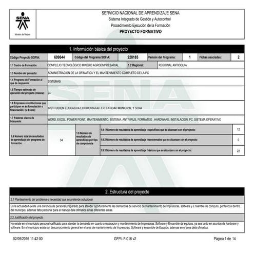 Proyecto formativo   699644 - administracion de la ofimatica