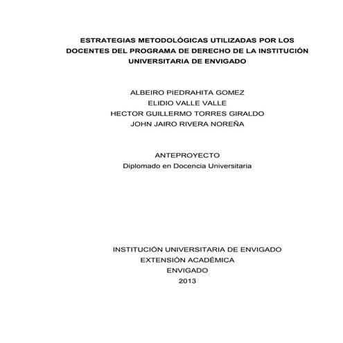 Metodología utilizada por los docentes de la IUE