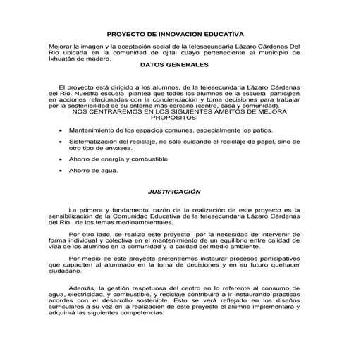 Proyecto innovacion educativa