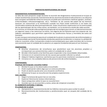 Proyecto institucional de salud
