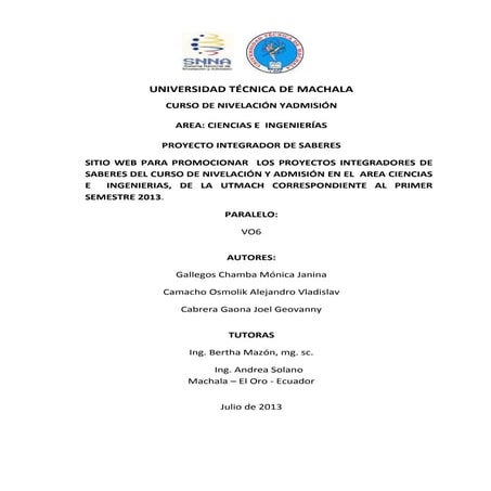 Proyecto integrador de saberes...