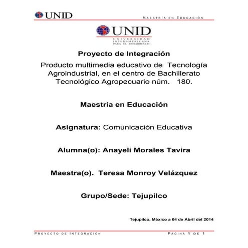 Proyecto multimedia educativo