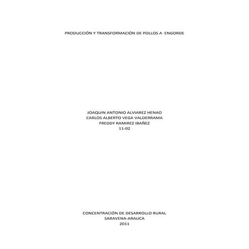 Proyecto n 1 en produccion y transformacion de pollos a engorde