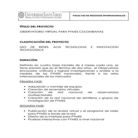 Proyecto observatorio virtual para pymes colombianas