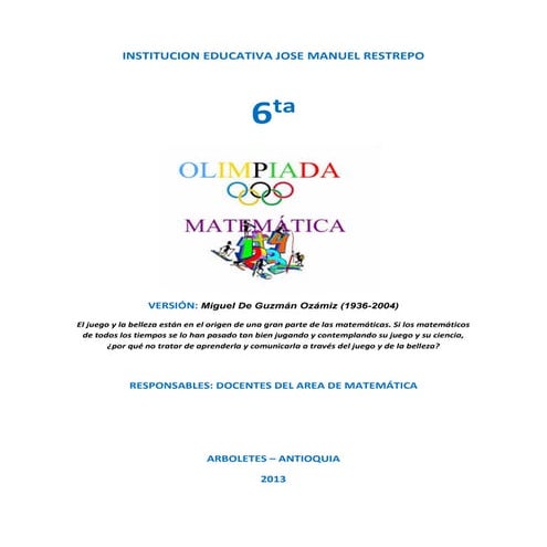 Proyecto olimpiadas mat. 2013