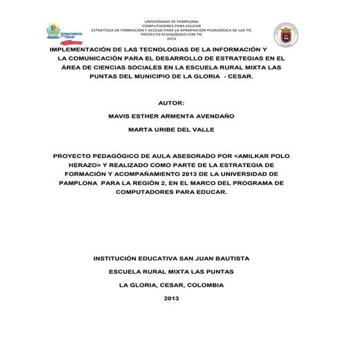 IMPLEMENTACIÓN DE LAS TECNOLOGIAS DE LA INFORMACIÓN Y LA COMUNICACIÓN PARA EL...