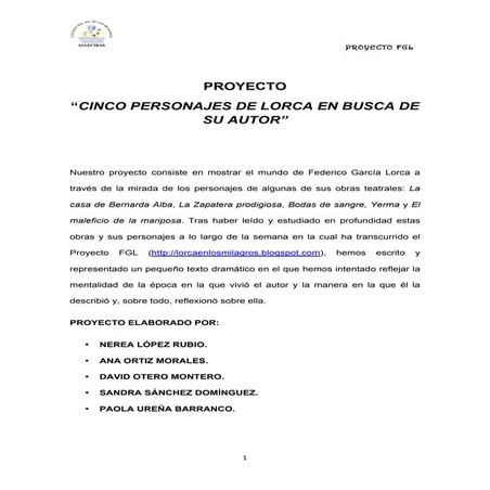 Cinco personajes de Lorca en busca de su autor