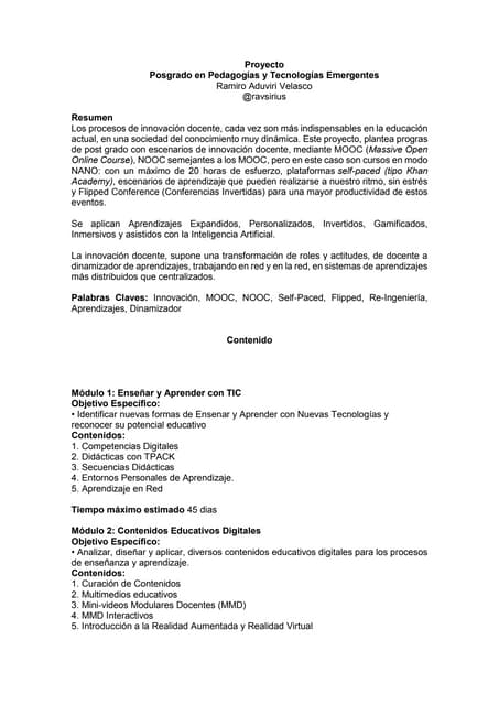 Proyecto Postgrado Innovación Docente