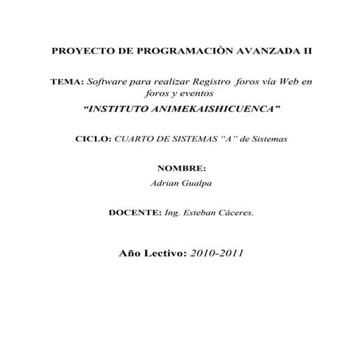 Proyecto programacion avanzada II | DOC