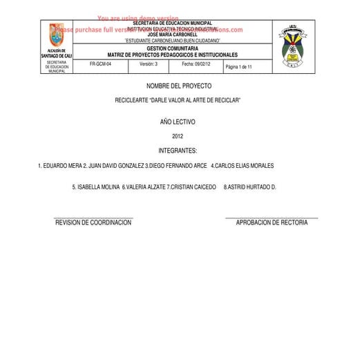 Proyecto reciclearte darle un valor al arte de reciclar