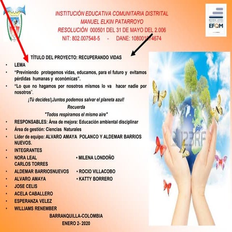 Proyecto  recuperando vidas  enero  2-marzo 6-2020