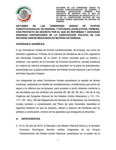 Dictamen de reforma energetica del PRIAN que privatiza el petróleo