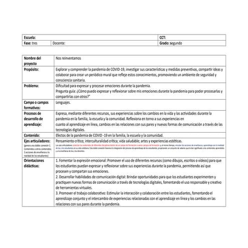 formato para Proyecto comunitario ejemplo