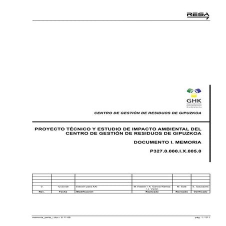 Proyecto tecnico y estudio de impacto ambiental del centro de gestion ...