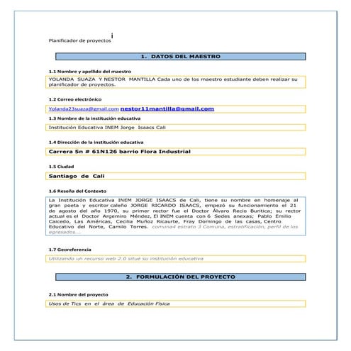 Proyecto  yolanda  y nestor  educación  física