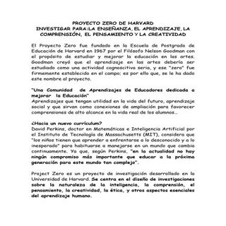 PROYECTO ZERO DE HARVARD
