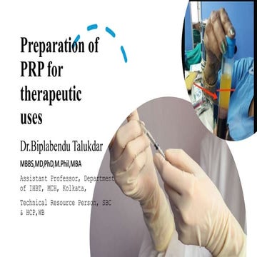 Therapeutic application of PRP in Regenerative medicine