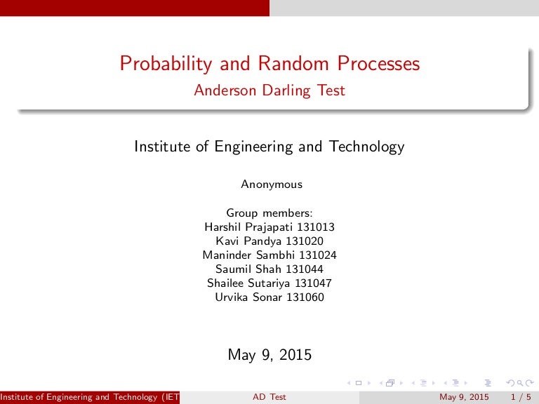 Anderson Darling Test And Roc Curve