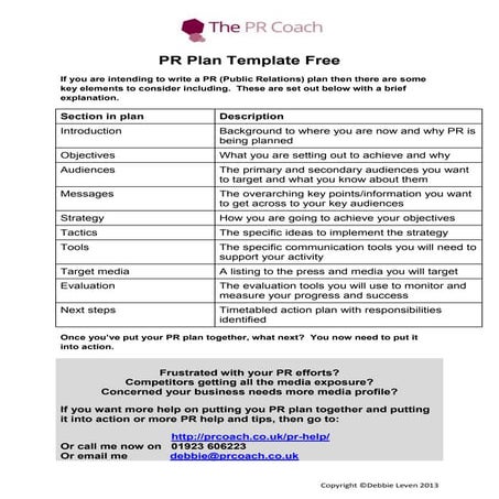 PR plan template free