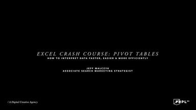Excel Crash Course: Pivot Tables