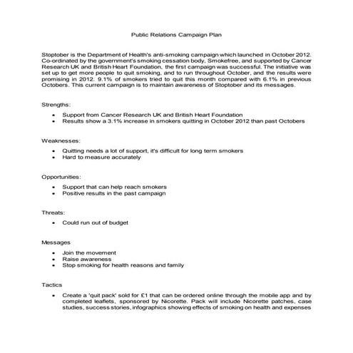 PR Stoptober Campaign