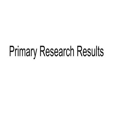 Primary Research Results