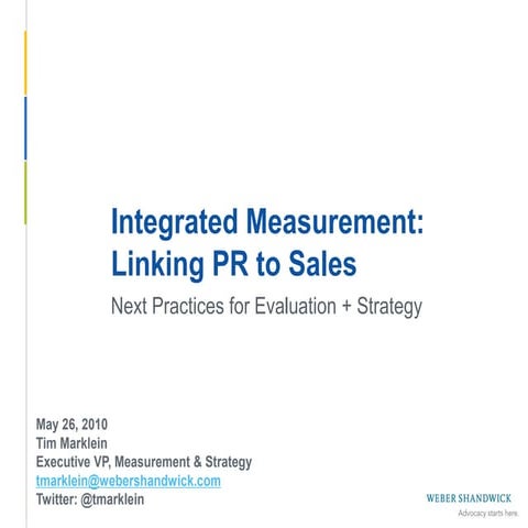 Integrated Measurement: Linking PR to Sales