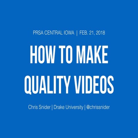 How to Make Great Videos