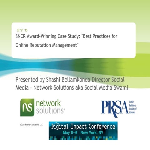 SNCR Award Winning Case Study on Reputation Management 2011