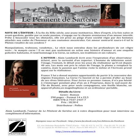 Présentation "Le pénitent de Sartène", Alain Lombardi