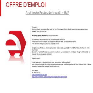 Architecte poste de travail