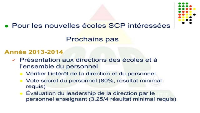 Démarche d'implantation du SCP