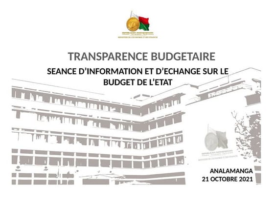 Présentation de budget de l'Etat (Exemple d'un budget)