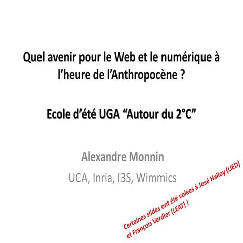 Quel avenir pour le Web et le numérique à  l’heure de l’Anthropocène ? 