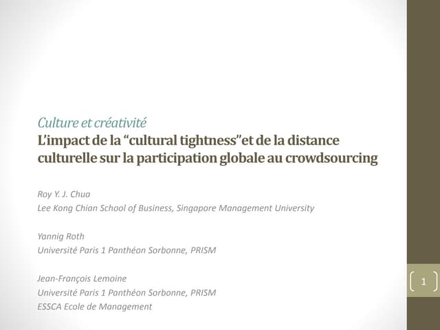 Culture et créativité : L’impact de...