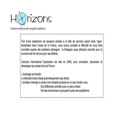 Présentation des produits d' Horizons Ie  2010