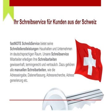 Präsentation Ihr Schreibservice für Kunden aus der Schweiz