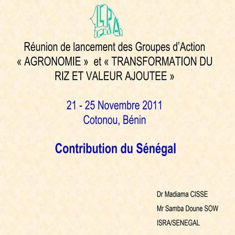 Présentation lancement gaagro gatva-sénégal