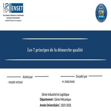 Présentation Les 7 principes de la démarche qualité ISO 9001 | PPTX