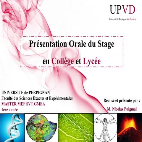 Présentation oral mémoire nicolas puigmal m1 mef svt (2) | PPT