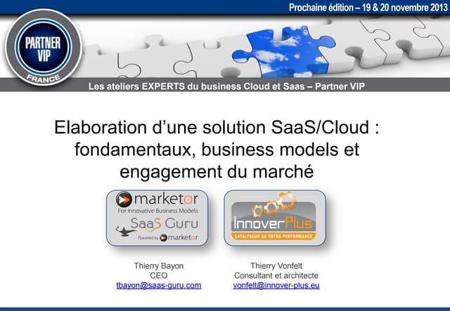 Présentation partners vip marketor atelier 8   elaboration d’une solution saa...