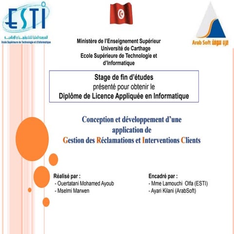 Présentation PFE: Système de gestion des réclamations et interventions clients