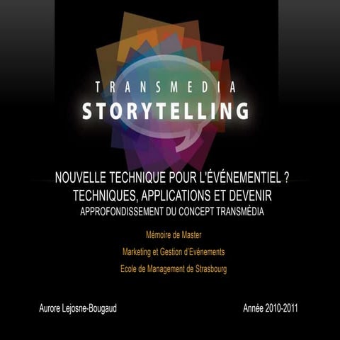 Présentation soutenance  evénementiel transmédia