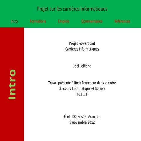 Présentation sur les carrières informatiques