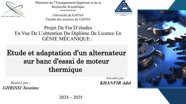 Présentation pfe mecanique concernant les moteurs